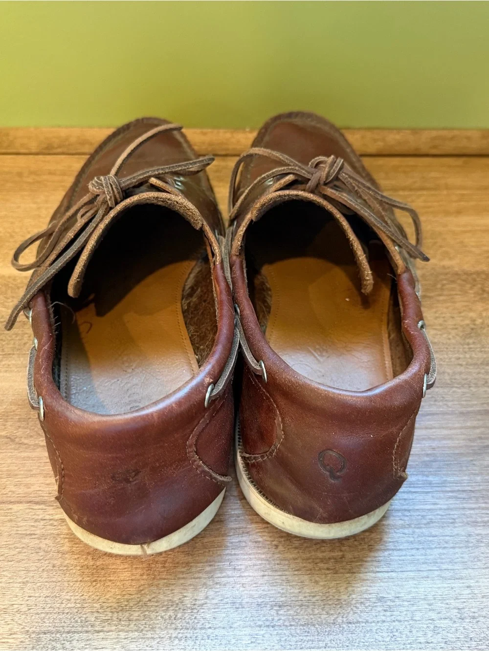 Quoddy Brown Leather Moc Toe Boat Shoes